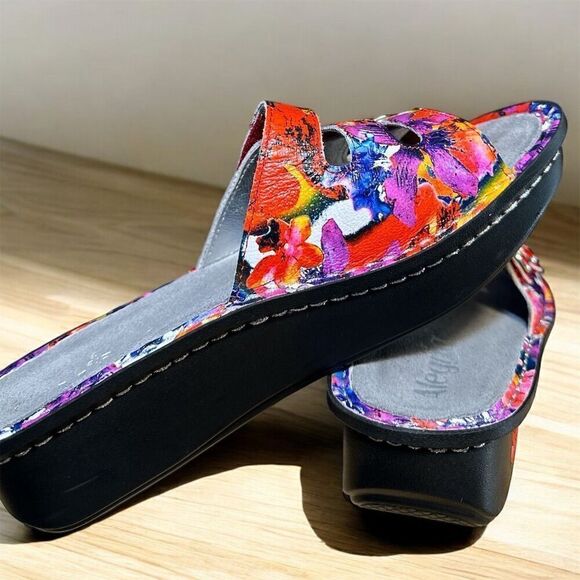 Alegria Fiona Iris Floral Leather Slide Sandals Women's Size 7 Multicolor - Picture 7 of 11